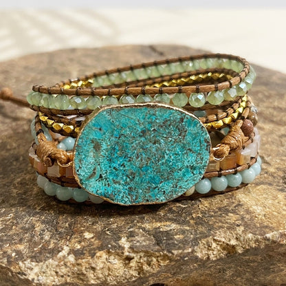 Wickelarmband mit Ozean-Steinen