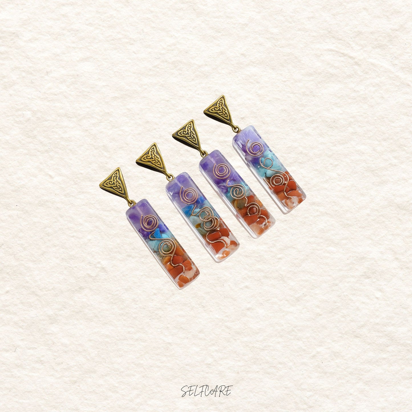 Crystal Semi-precious Stone Gravel Meditation Seven Chakra Pendant