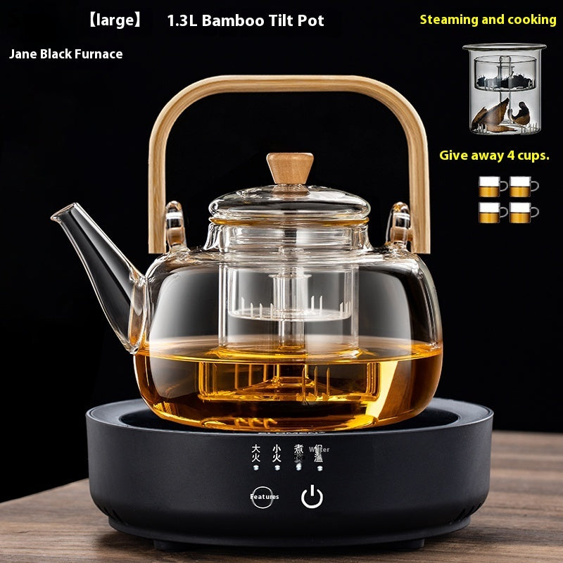 Glasteekanne 1,3 L – Mit Dampf- & Kochfunktion,