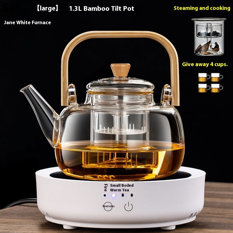 Glasteekanne 1,3 L – Mit Dampf- & Kochfunktion,